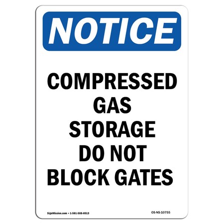 Signmission OSHA Notice Sign, 10" Height, Rigid Plastic, Compressed Gas Storage Do Not Sign, Portrait OS-NS-P-710-V-10755